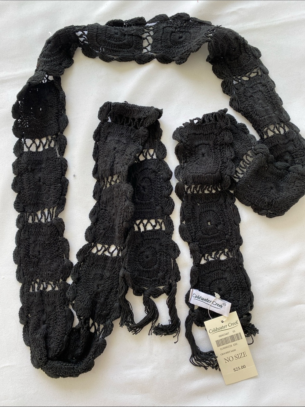 Coldwater Creek Crochet Sash 80” NWT